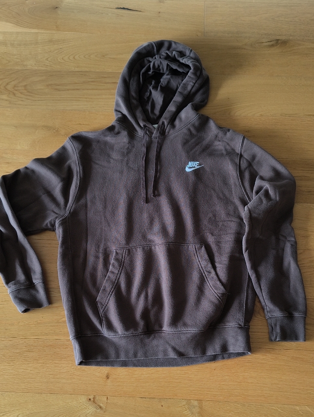 Nike Brown Pullover Hoodie with Light Blue Swoosh